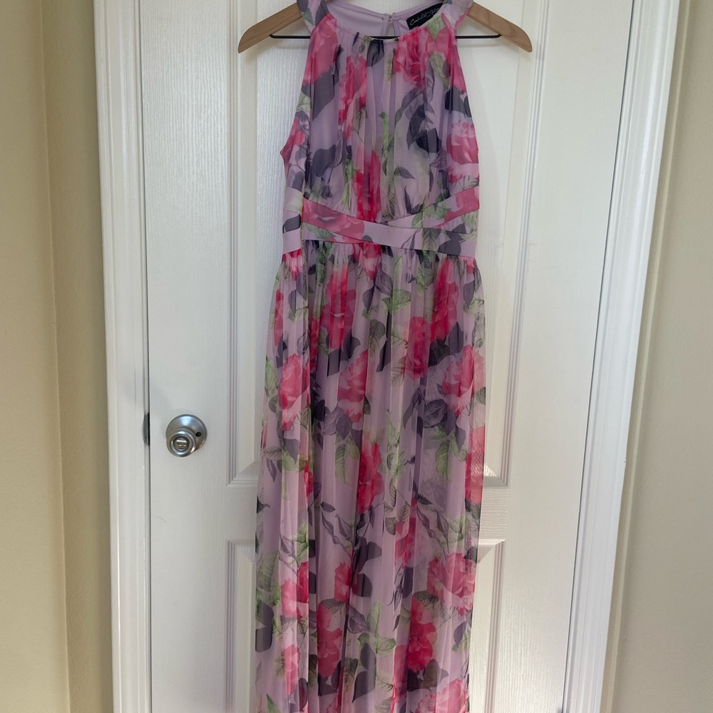 Elegant Floral Pink and Purple Formal Dress